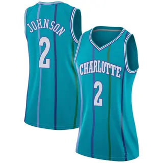 Charlotte Hornets Women's Larry Johnson Aqua Swingman Hardwood Classics Jersey