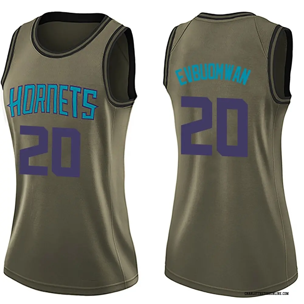 Charlotte Hornets Women's Tosan Evbuomwan Green Swingman Salute to Service Jersey