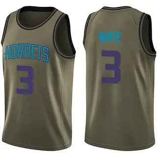 Charlotte Hornets Youth Coby White White Swingman Green Salute to Service Jersey
