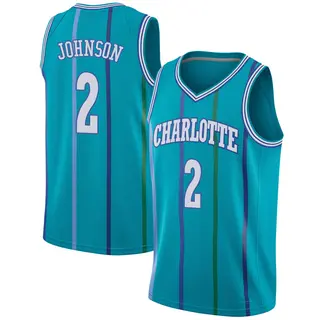 Charlotte Hornets Youth Larry Johnson Aqua Swingman Hardwood Classics Jersey