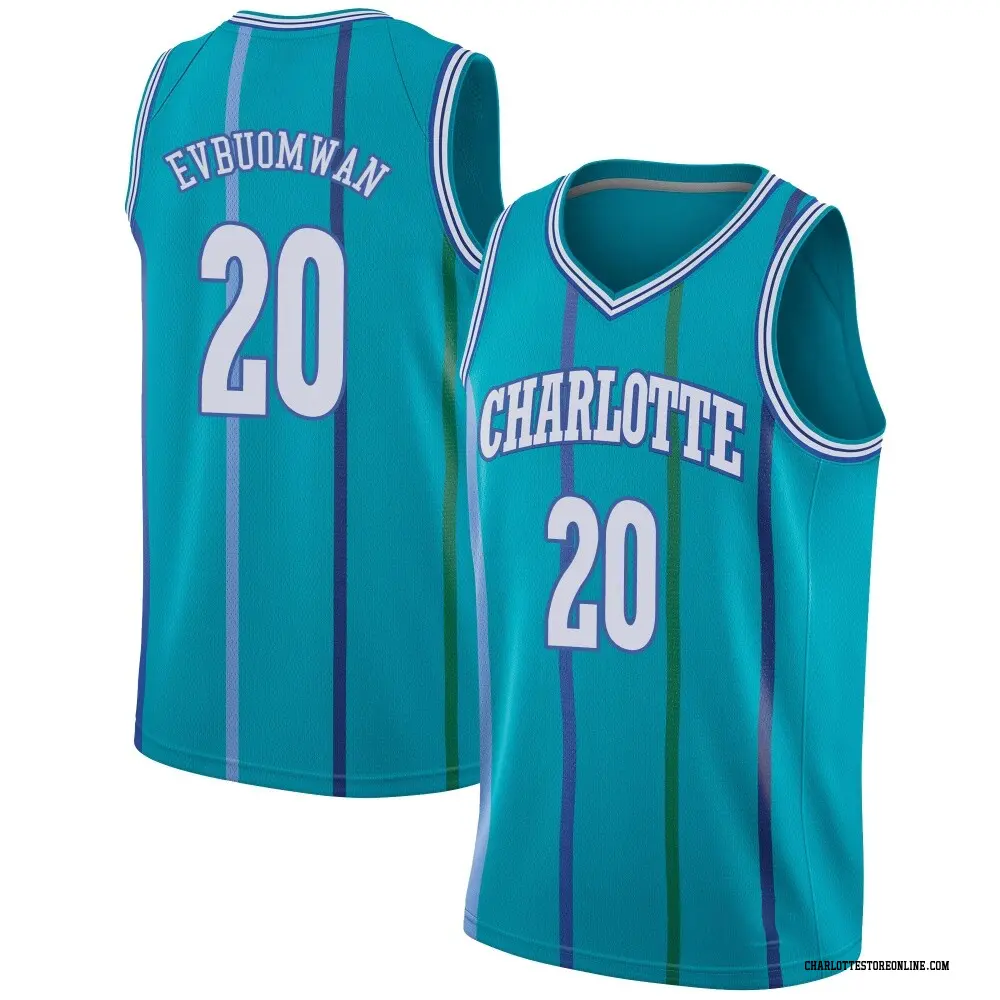 Charlotte Hornets Youth Tosan Evbuomwan Aqua Swingman Hardwood Classics Jersey